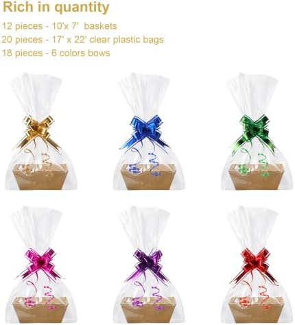 Canlierr 50 Pcs Gift Baskets, Kraft Trays with Handles,10 x 7 x 3 Inches - Image 4