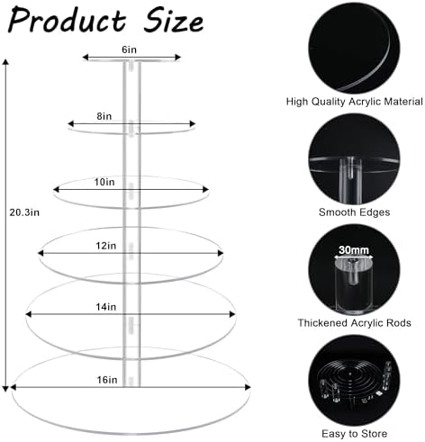 6 Tier Large Cupcake Stand, Tiered Acrylic Cupcake Holder for 80 Cupcakes - Image 4