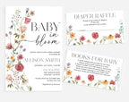 All Ewired Up Baby Shower Invitations with Envelopes and Diaper Raffle Tickets and Baby Book Cards, Boho Wildflower Gender Reveal Party Baby Shower Activities Supplies, Personalized - Image 2