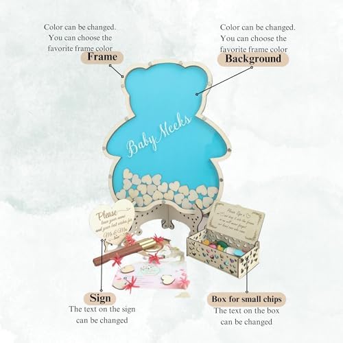 Personalized Baby Shower Guest Book Alternatives, Customizable Wooden Teddy Bear Baby Shower Sign in Guest Book, We Can Bearly Wait 1st Birthday Guest Book Alternatives - Image 5