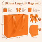 Catlovecorn 20 Pack Large Orange Gift Bags, 16.5 x 5.5 x 12.6 In - Image 4