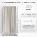 20ftx12ft Beige Backdrop Curtains for Wedding Party 4 Panels 5×12FT Tall - Image 4
