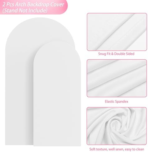 Wokceer Arch Backdrop Cover 7.2FT,6FT White Arch Covers Stretchy Backdrop - Image 3