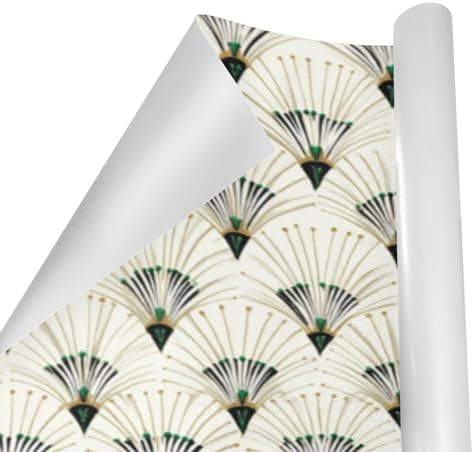 pnyoin Merry Christmas Wrapping Paper Roll,Oriental Fan Print Green Gift Wrap Perfect for Xmas,Birthday,Weddings, Brides, Holidays, Baby Showers，58 x 23 inches,3 Roll - Image 3
