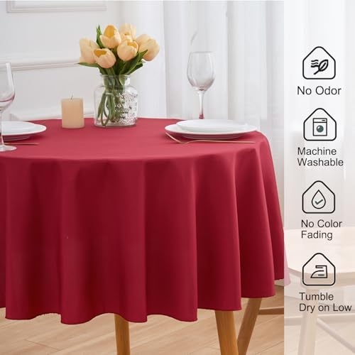 FINDYOU Burgundy 6 Pack Round 60 Inch Tablecloth, Premium Polyester Table Cloth Washable Table Cover Stain and Wrinkle Resistant Decorative Table Cover for Party Wedding - Image 3