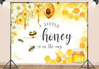 10X8ft Fabric A Little Honey is on The Way Backdrop Baby Shower Sunflower Sweet Honeybee Honeycomb Background Baby Shower Party Decorations Photography Studio Banner Photo Booth Props - Image 3