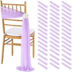Fanqisi Light Purple Chair Sashes 48 Packs 8ft Long Tulle Draping Fabric Sheer Church Chair Cover Bulk - Wedding Aisle Chairs Decor by Fanqisi