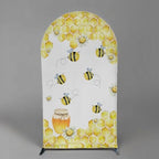 Sweet Honeycomb Arch Backdrop Cover Yellow Girls Baby Shower Arch Stand Spandex Fabric Cover Bees Birthday Party Parties Dessert Decorations Prop (2.6X6ft,2017) - Image 2