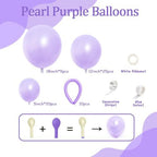Purple White Balloon Arch Double Stuffed Pearl light Purple White Balloon Arch kit With Long Balloons for Wedding Bridal Baby Shower Birthday Engagement Party Decorations - Image 4