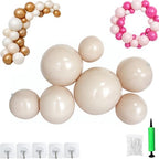 Reusable Inflatable Balloon Garland Arch Kit, 3/7 PCS Linked Pvc Balloons with Elastic Bands & Leak-proof Nozzle, Party Decoration for Birthdays, Weddings & Valentine's Day (7 Balls,Beige) by Unknown