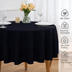 FINDYOU 6 Pack Black 60 Inch Round Tablecloths for 6 Foot Rectangle Tables. Stain and Winkle Resistant Polyester Washable Table Cloths for Parties Wedding Dining - Image 2