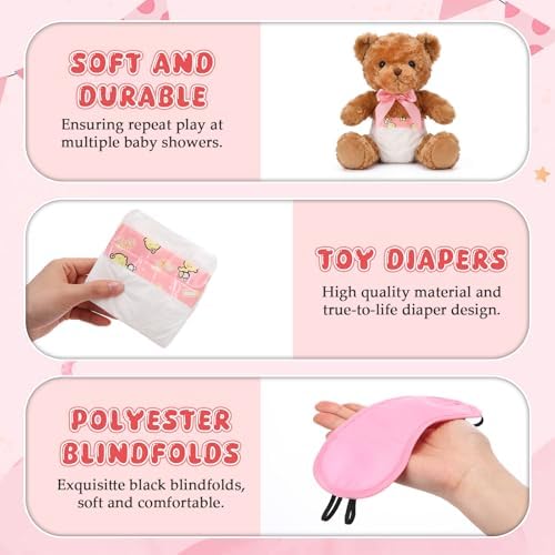 Simgoing 19 Pcs Bear Diaper Changing Game Supplies, Fashion, Pink - Image 4