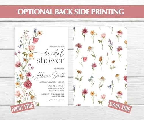 All Ewired Up Baby in Bloom Shower Invitations with Envelopes and Diaper Raffle Tickets and Book Request Library Cards, Boho Wildflower Gender Reveal Party Shower Activities Supplies, Personalized - Image 4