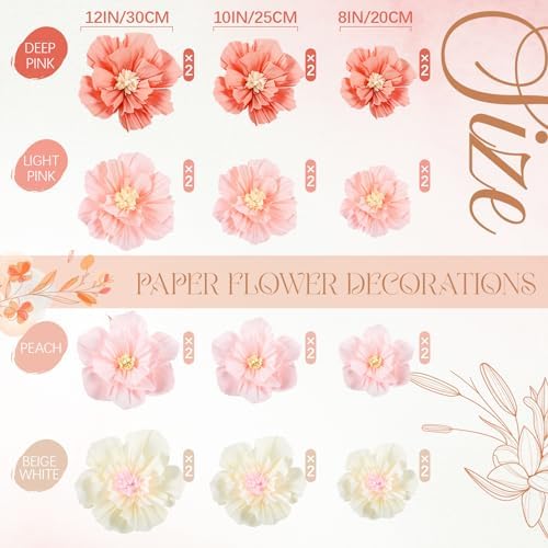 Cholemy 36 Pcs Tissue Paper Flowers, Crepe Decoration, Elegant Color - Image 2