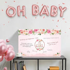 14PCS Pink Rose Gold Baby Shower Decorations for Girls, Floral "It's a Girl" Guest Book Card Balloon Boxes Circle Dot Garland Hanging Swirls Honeycomb Centerpieces Banner Kit, Gender Party Supplies - Image 5
