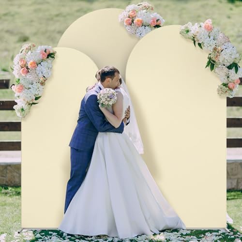 Gold Metal Arch Backdrop Set of 2 (7.3FT/6FT), Balloon Arch Stand for Wedding Ceremony, Baby Shower, Outdoor Indoor Birthday Party, Graduation Decoration, White (Beige(Set 6)) - Image 5