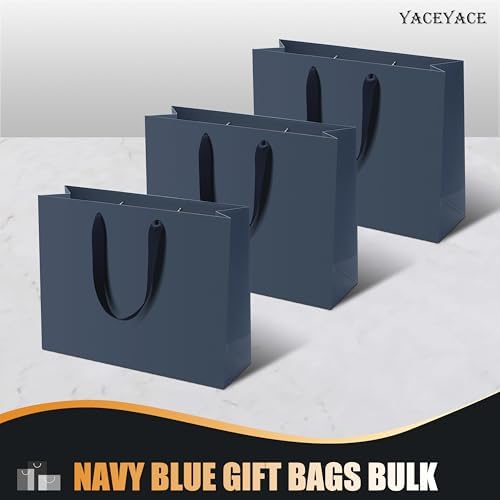 YACEYACE Navy Blue Gift Bags Bulk, Large Size 12.5"x4.5"x11" Navy Blue - Image 6