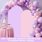 2Pcs Arch Backdrop Covers Purple & Pink (7.2ft+6ft), Spandex Fitted Arch Stand Covers Background with Zipper for Wedding Baby Shower Birthday Bridal Shower Party Decorations(Only Cover) - Image 2
