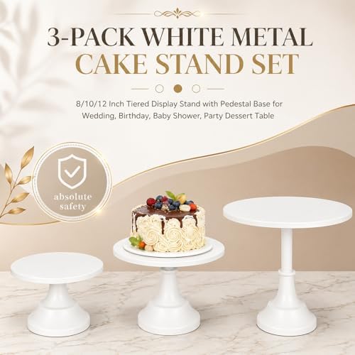 3 Pack Metal Cake Stand, 8 10 12 Inch Tiered Display - Image 3