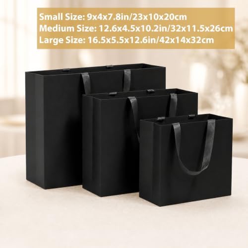 Catlovecorn 20 Pack Large Black Gift Bags, 16.5 x 5.5 x 12.6 In - Image 7