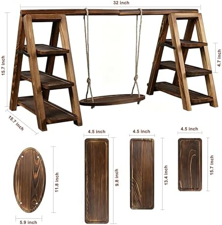 3-Tier Ladder Cupcake Display Stand Foldable Rustic Dessert Table Serving Tray Wooden Snack Platter Tower Food Holder for Cake Donut Fruit Cookie Party Wedding Birthday Baby Shower - Image 2