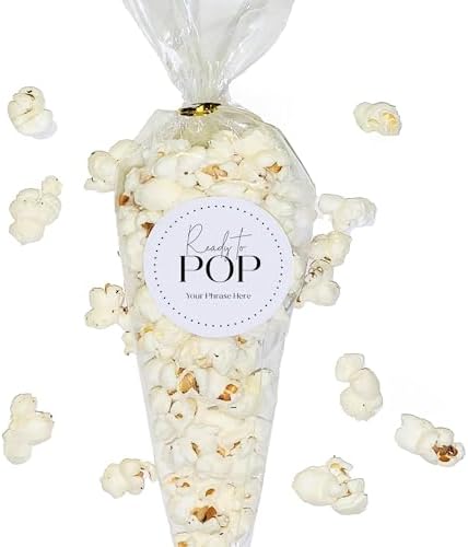 Set of 24 Popcorn Stickers | Popcorn Stickers | Personalized Wedding, Bridal Shower, Baby Shower or Party Favor Labels| Custom Labels | Popcorn Stickers by Handmade