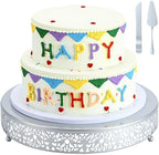 Wenqik 14 Inch Silver Cake Stand Metal Round with Cutter Spatula,Classic by Wenqik
