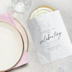 Personalized Script Celebrating With Us Favor Bags / 50 Custom All Occasion Thank You Party Treat Favor Bags / 5 3/4" x 8" Flat Gratitude Candy Cookie Holder / Engagement Wedding Anniversary Appreciation Dessert Bag / Made In The USA - Image 3