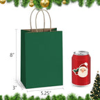 BagDream Small Gift Bags with Handles 5.25x3x8 Inch Forest Green 100Ct Bulk - Image 2