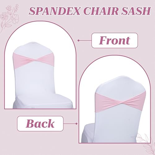 MDS Pack of 50 Spandex Chair Sashes Without Slider Buckles – Blush Pink - Image 4