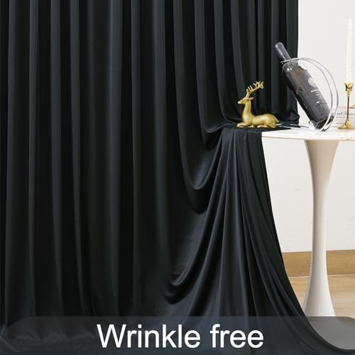 8 Panels Black Backdrop Curtain for Parties Wrinkle Free Black Photo Curtains Backdrop Drapes Fabric Decoration for Birthday Party Wedding 40ft(W) x 10ft(H) - Image 6