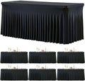 gogoparti 6 Pack Spandex Black Fitted Table Cloth for 8ft Rectangle Tables Black Stretch Tablecloth Table Covers Skirt Banquet Wrinkle Free Tablecloths for Parties Wedding by Gogoparti
