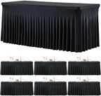 gogoparti 6 Pack Spandex Black Fitted Table Cloth for 6ft Rectangle Tables Black Stretch Tablecloth Table Covers Skirt Banquet Wrinkle Free Tablecloths for Parties Wedding by Gogoparti