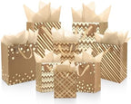 Tenare 24 Pcs Metallic Gold Gift Bags Bulk with Handle and 24 Tissue Paper Gold Foil Gift Bag for for Graduation Wedding Groomsmen Bridal Baby Shower Gifts Holiday Party Favors 3 Size 4.5’’ 9’’ 13’’ by Tenare