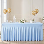 6ft Baby Blue Spandex Table Cloths for Rectangle Tables Wrinkle Free Tablecloth Rectangle Stretch Fitted 6 Foot Table Cover with Skirt for Baby Shower Boy Birthday Party Wedding Banquet Buffet - Image 2