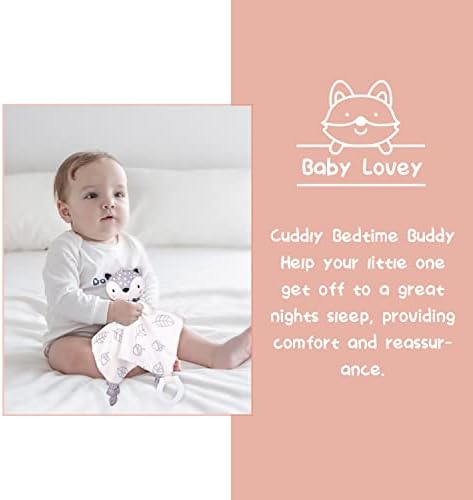 Baby Shower Gifts, Baby Girl Gifts Basket, Unique Baby Gift Essential Stuff Set - Baby Lovey Blanket New Born Bibs Socks Wooden Rattle & Greeting Card, Newborn Baby Gift Set (Fox, Pink) - Image 4