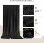 30ft x 10ft Wrinkle Free Black Backdrop Curtain for Parties, 6 Panels 5X10ft Polyester Black Photo Backdrop Drapes Back Drop Cloth for Birthday Wedding Party Photography Background - Image 3