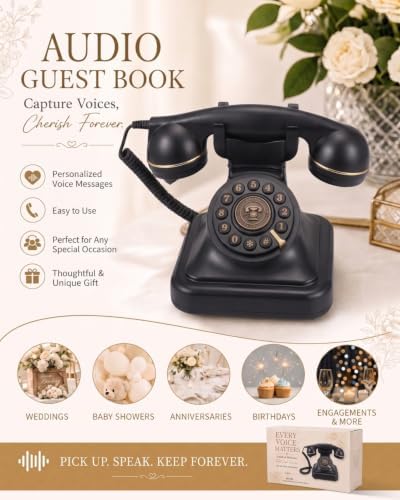 Audio Guest Book Phone for Weddings, 32GB Voice Recorder, Black - Image 4