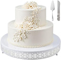 Wenqik White Metal Cake Stand 16 Inch with Cutting & Spatula by Wenqik