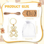 50Pack Bear Keychain Baby Shower Party Favors for Guests Diamond Bear Keychain with Organza Bags Tags for Birthday Wedding Decoration Return Gift Souvenirs - Image 2