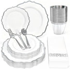 Glowserve 175 Piece Disposable Plastic Plates Dinnerware Set for 25 Guests by glowserve
