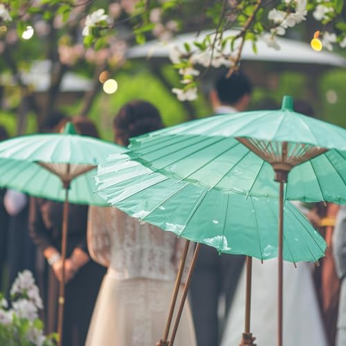 Koyal Wholesale 32-Inch Paper Parasol, 4-Pack Umbrella for Wedding, Bridesmaids, Party Favors, Summer Sun Shade (4, Diamond Blue) - Image 2