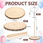 Amyhill 6 Set Balloon Stand Centerpiece for Table with Round Circles Slices Wooden Stand Holder Stick for Birthday Party Baby Shower Gender Reveal Graduation Rustic Wedding DIY Decor - Image 2