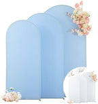 Wedding Arch Backdrop Cover Set of 3, White and Blue Double Color Arch Stand Cover, 7.2FT, 6.6FT, 6FT Spandex Fitted Arch Covers for Wedding Baby Shower Party Banquet Photography Background Decoration by Gogoparti