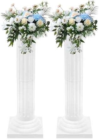 2PCS 34.65in White Roman Columns for Wedding Ceremony Party by Unknown