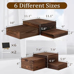 6-Pack Wood Risers Display Stands, Multi-Height Food Risers for Buffet Table, Rustic Wooden Cake & Cupcake Stands for Party, Birthday, Wedding, Halloween Decor - Image 3