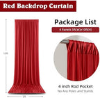 20ft x 10ft Wrinkle Free Red Backdrop Curtains for Parties, 4 Panels 5x10ft Polyester Photo Backdrop Drapes for Weddings Birthday Party Christmas Photography Background Cloth - Image 2