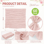 60Pack Dusty Pink Cheesecloth Napkins Rustic Boho Gauze Napkins 20"x20" - Image 3