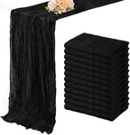 10FT 12 Pack Black Cheesecloth Table Runner 20 x 120 Inch Long Boho Fabric Rustic Cheese Cloth Table Runner for Wedding Bridal Shower Baby Shower Gauze Sheer Birthday Party Table Decorations by FoliafeelHome