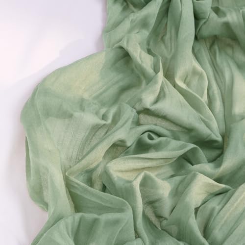 DeZerlor Sage Green Cheesecloth Table Runner 1 Pack Summer Boho Runner - Image 3
